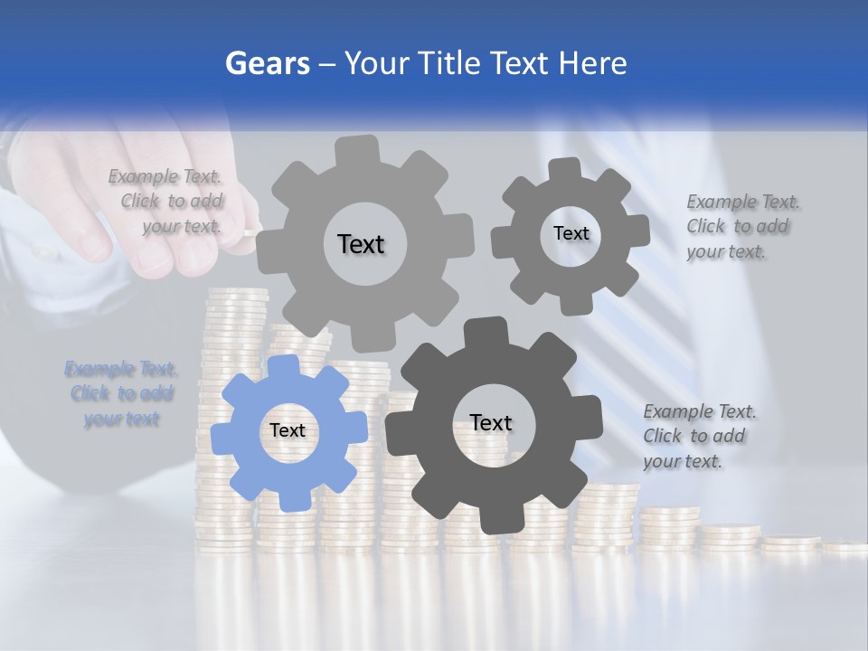 A Business Man Stacking Coins On Top Of A Table PowerPoint Template