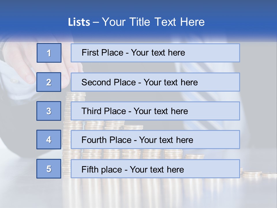 A Business Man Stacking Coins On Top Of A Table PowerPoint Template