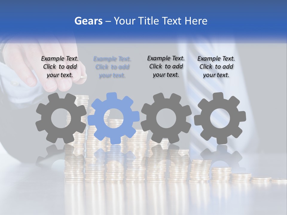 A Business Man Stacking Coins On Top Of A Table PowerPoint Template