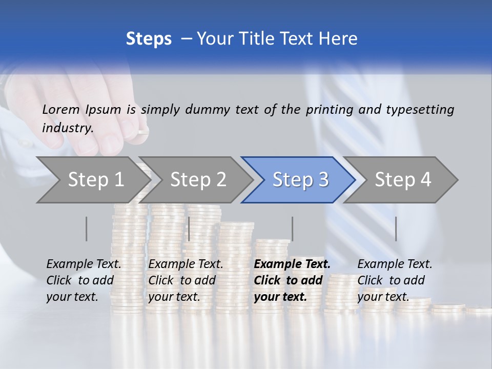 A Business Man Stacking Coins On Top Of A Table PowerPoint Template