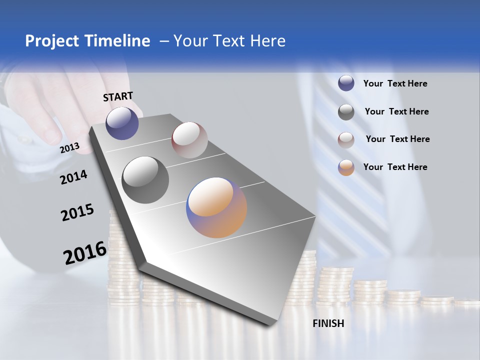 A Business Man Stacking Coins On Top Of A Table PowerPoint Template