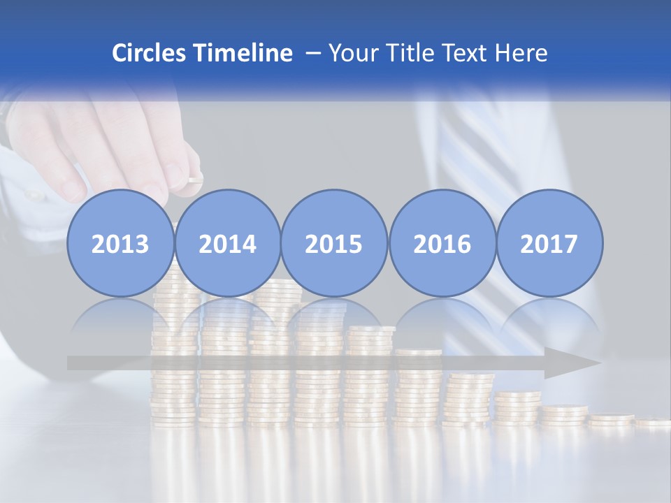 A Business Man Stacking Coins On Top Of A Table PowerPoint Template