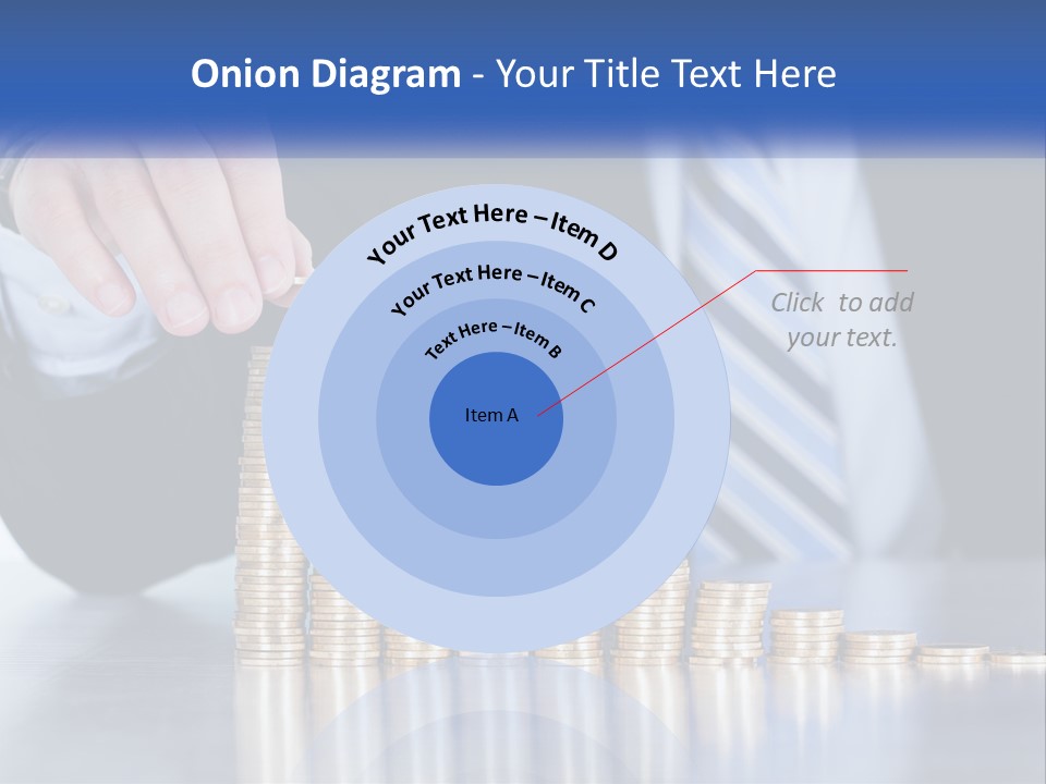A Business Man Stacking Coins On Top Of A Table PowerPoint Template