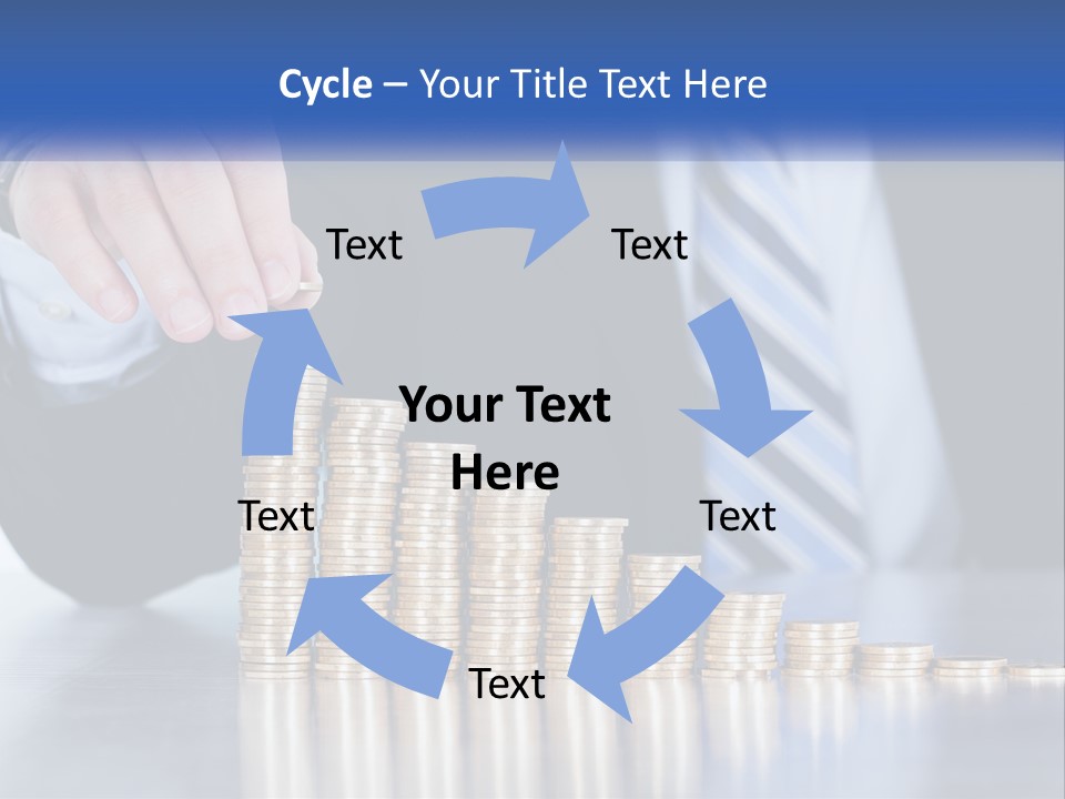 A Business Man Stacking Coins On Top Of A Table PowerPoint Template
