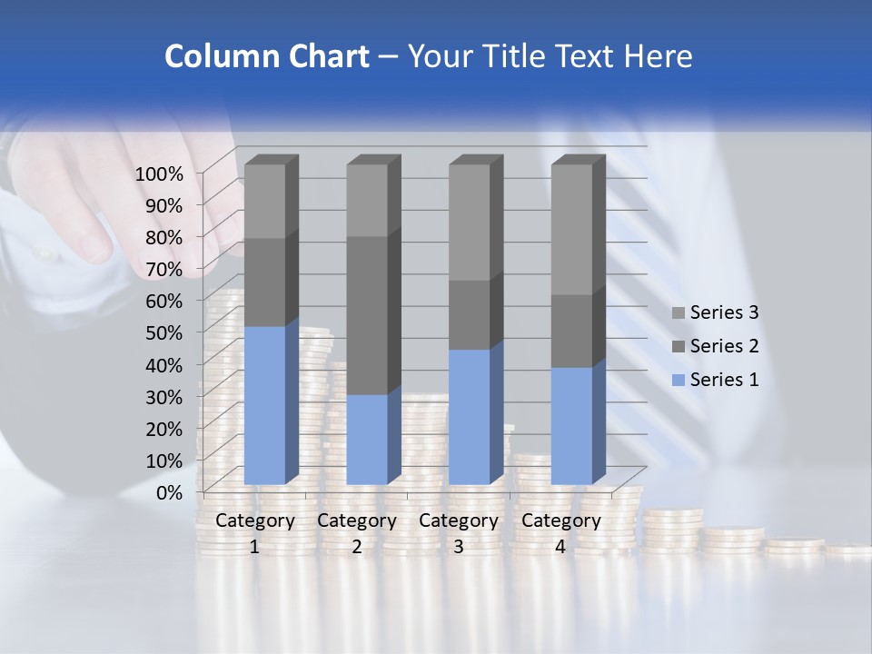 A Business Man Stacking Coins On Top Of A Table PowerPoint Template