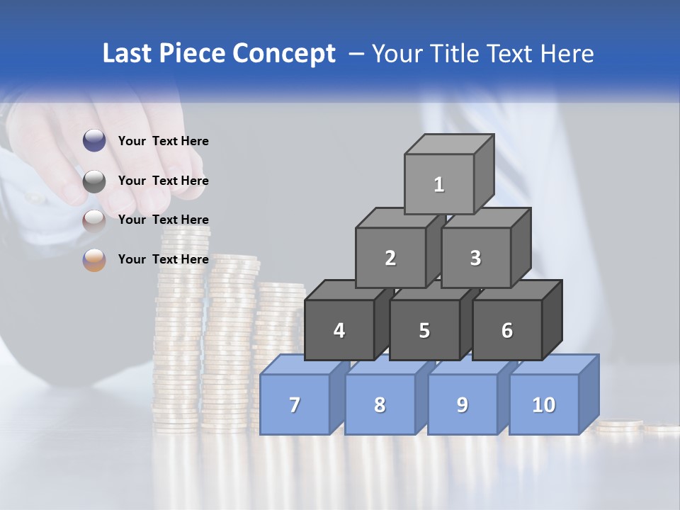 A Business Man Stacking Coins On Top Of A Table PowerPoint Template