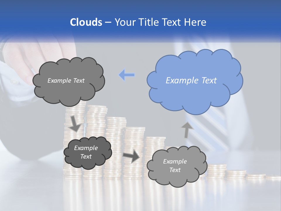 A Business Man Stacking Coins On Top Of A Table PowerPoint Template