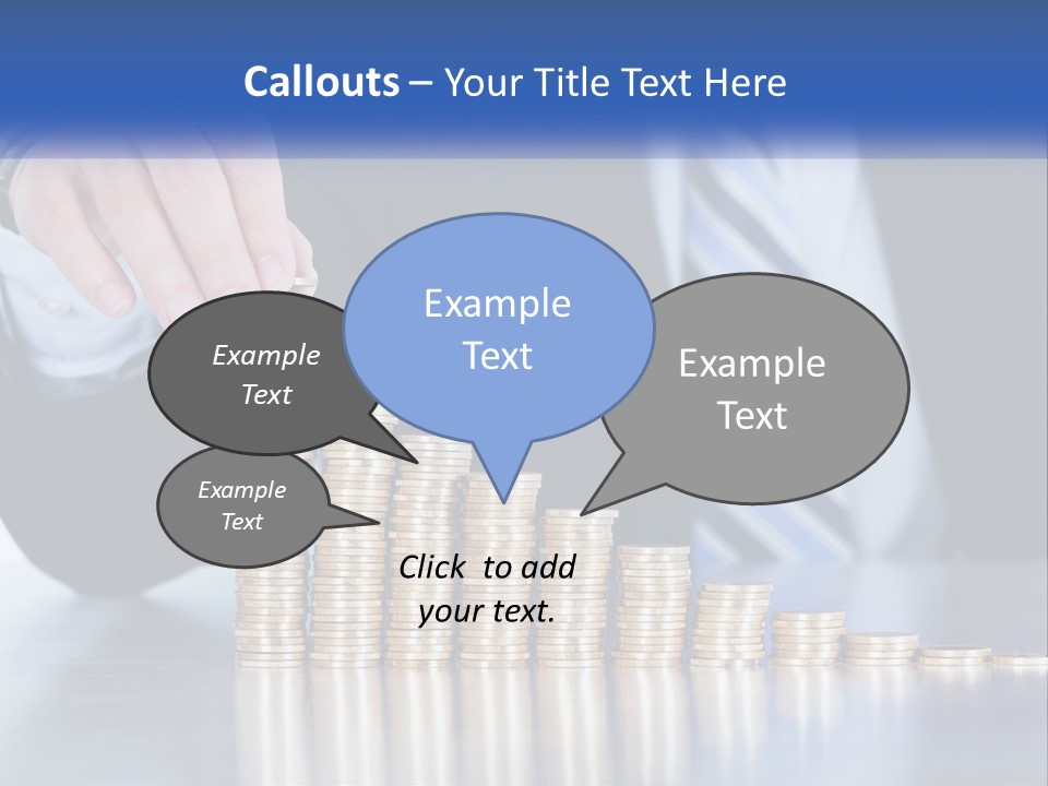 A Business Man Stacking Coins On Top Of A Table PowerPoint Template