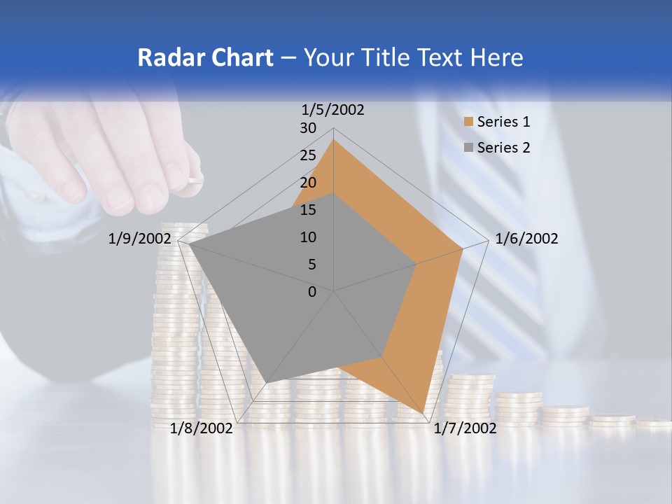 A Business Man Stacking Coins On Top Of A Table PowerPoint Template