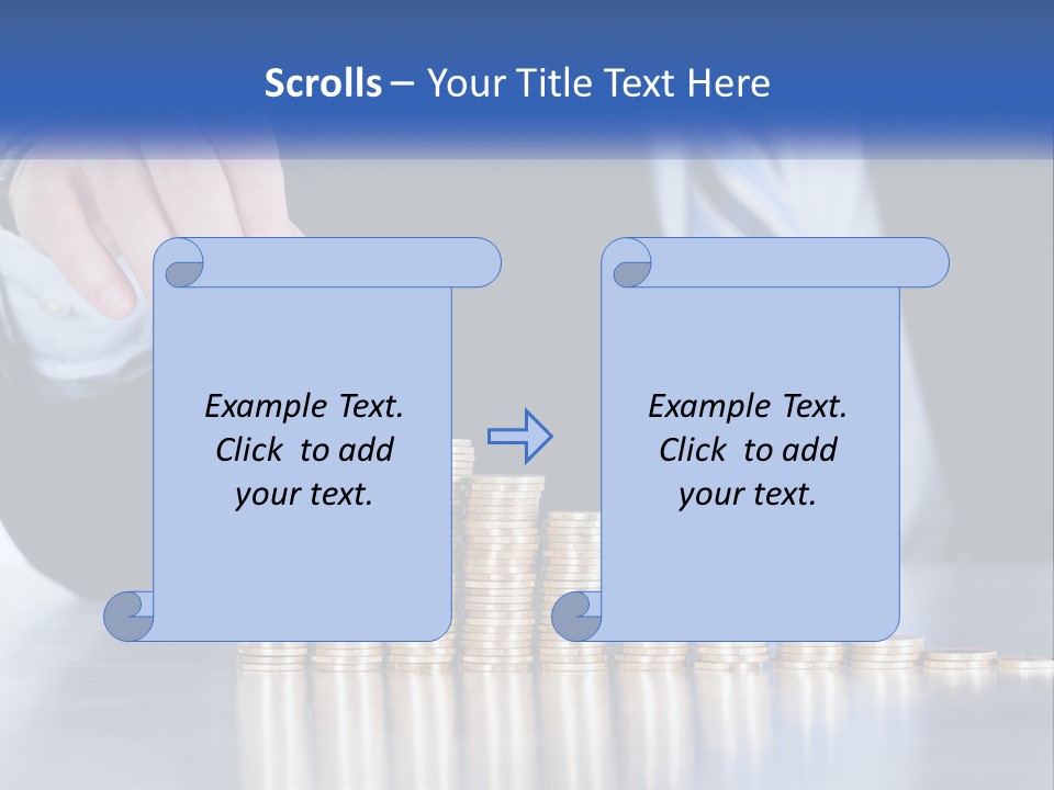 A Business Man Stacking Coins On Top Of A Table PowerPoint Template