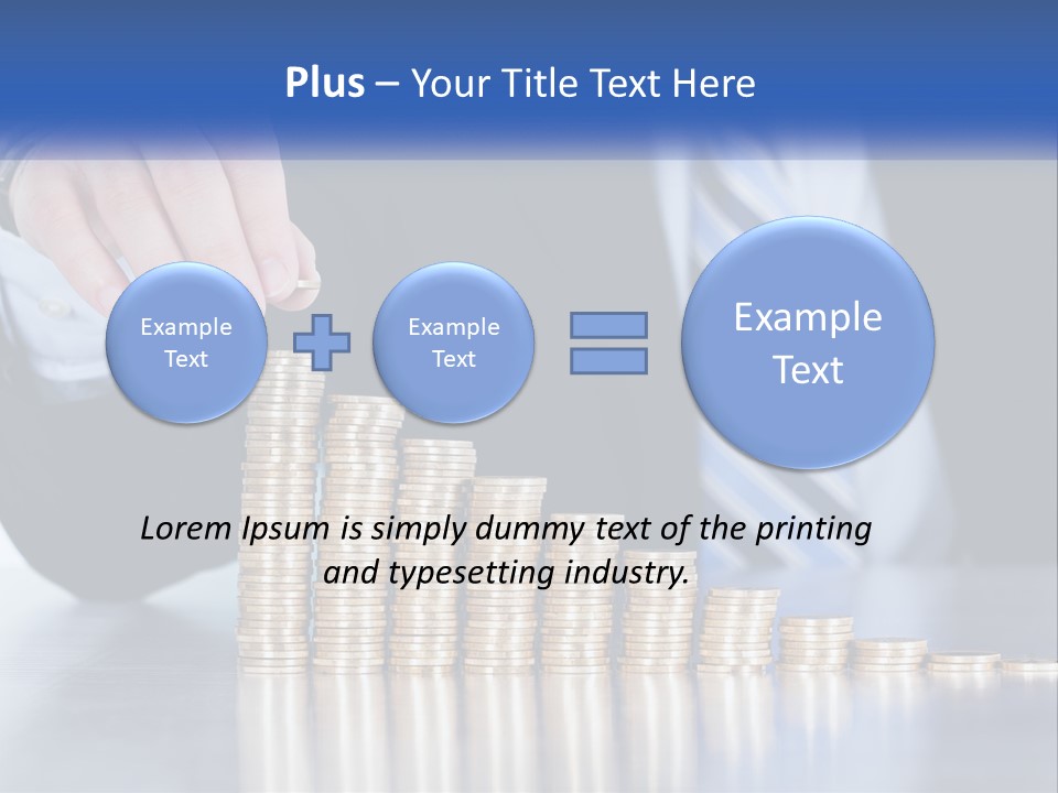 A Business Man Stacking Coins On Top Of A Table PowerPoint Template
