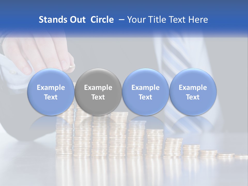 A Business Man Stacking Coins On Top Of A Table PowerPoint Template