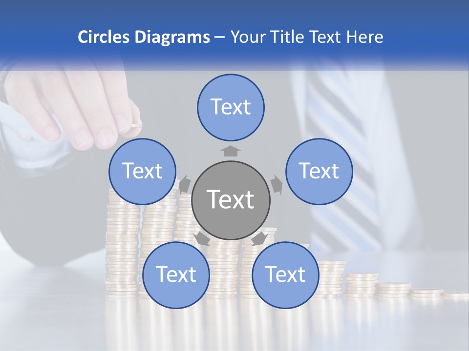 A Business Man Stacking Coins On Top Of A Table PowerPoint Template