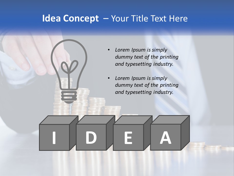 A Business Man Stacking Coins On Top Of A Table PowerPoint Template