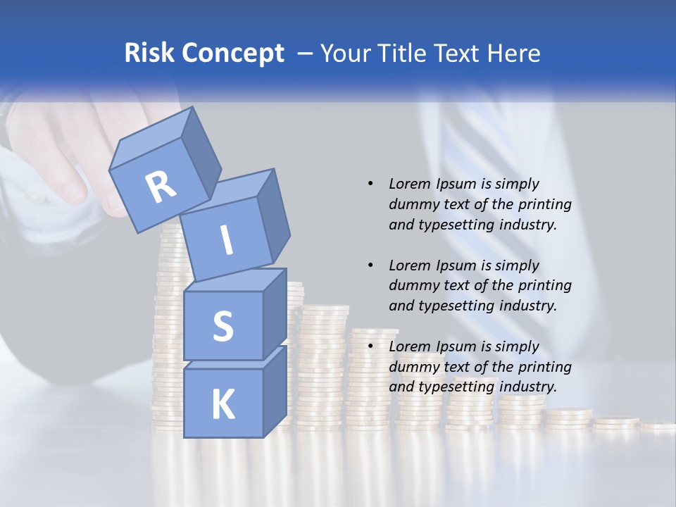 A Business Man Stacking Coins On Top Of A Table PowerPoint Template