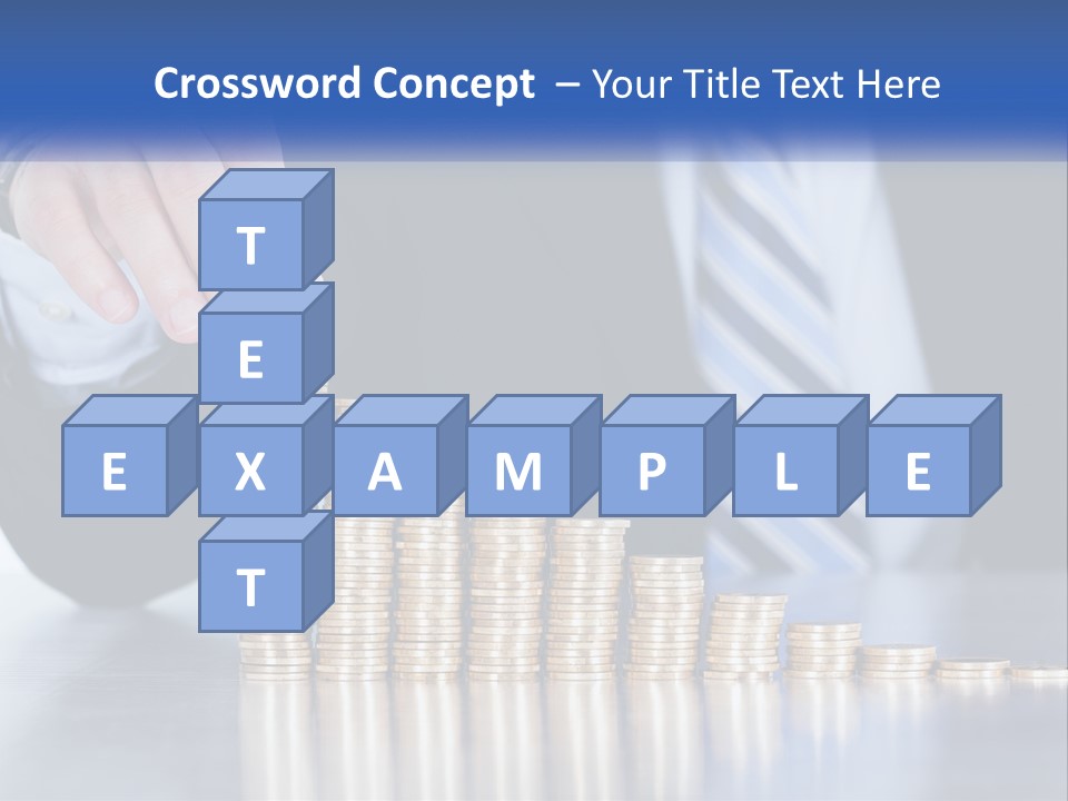 A Business Man Stacking Coins On Top Of A Table PowerPoint Template