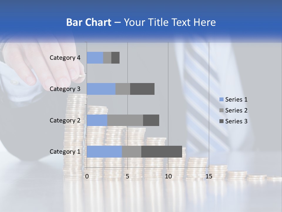 A Business Man Stacking Coins On Top Of A Table PowerPoint Template