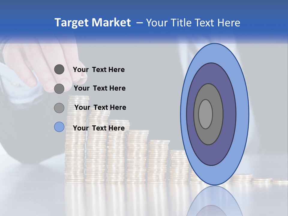 A Business Man Stacking Coins On Top Of A Table PowerPoint Template