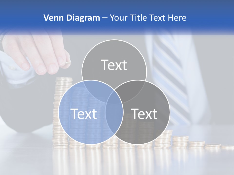 A Business Man Stacking Coins On Top Of A Table PowerPoint Template