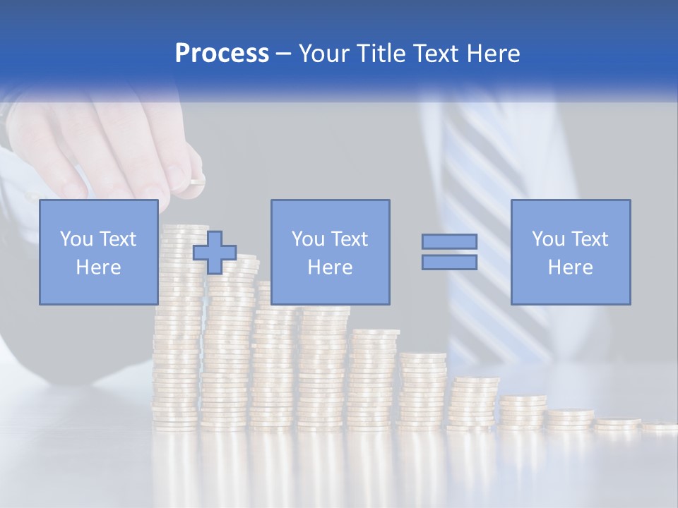A Business Man Stacking Coins On Top Of A Table PowerPoint Template