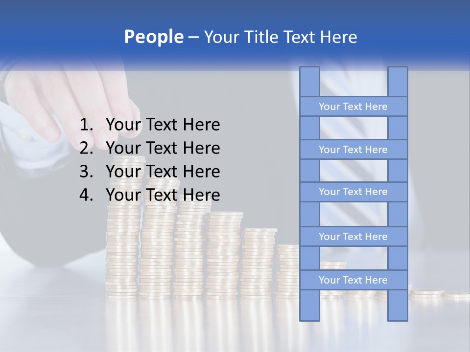 A Business Man Stacking Coins On Top Of A Table PowerPoint Template
