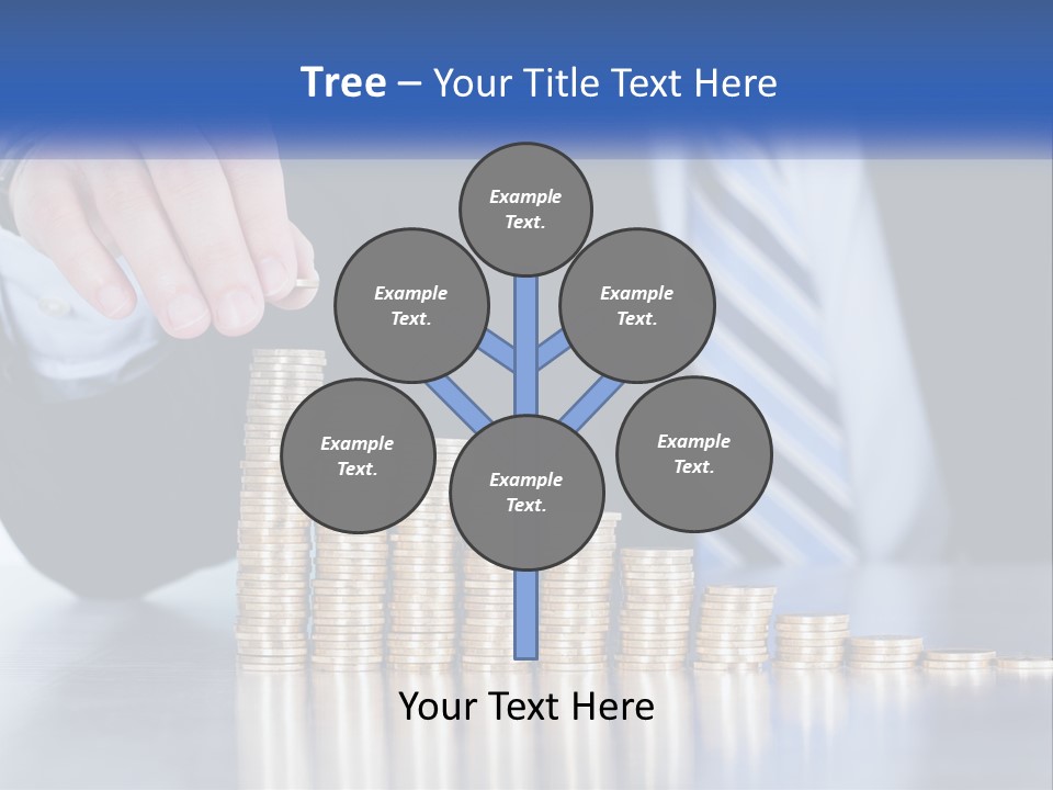 A Business Man Stacking Coins On Top Of A Table PowerPoint Template
