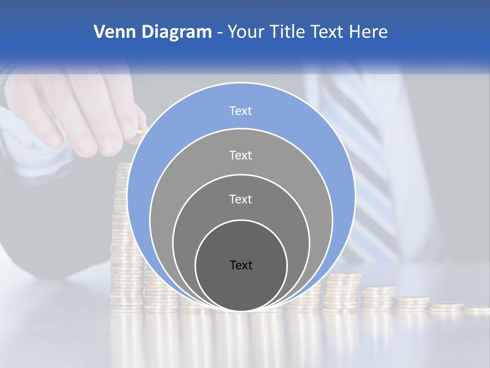 A Business Man Stacking Coins On Top Of A Table PowerPoint Template