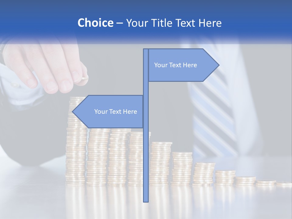 A Business Man Stacking Coins On Top Of A Table PowerPoint Template