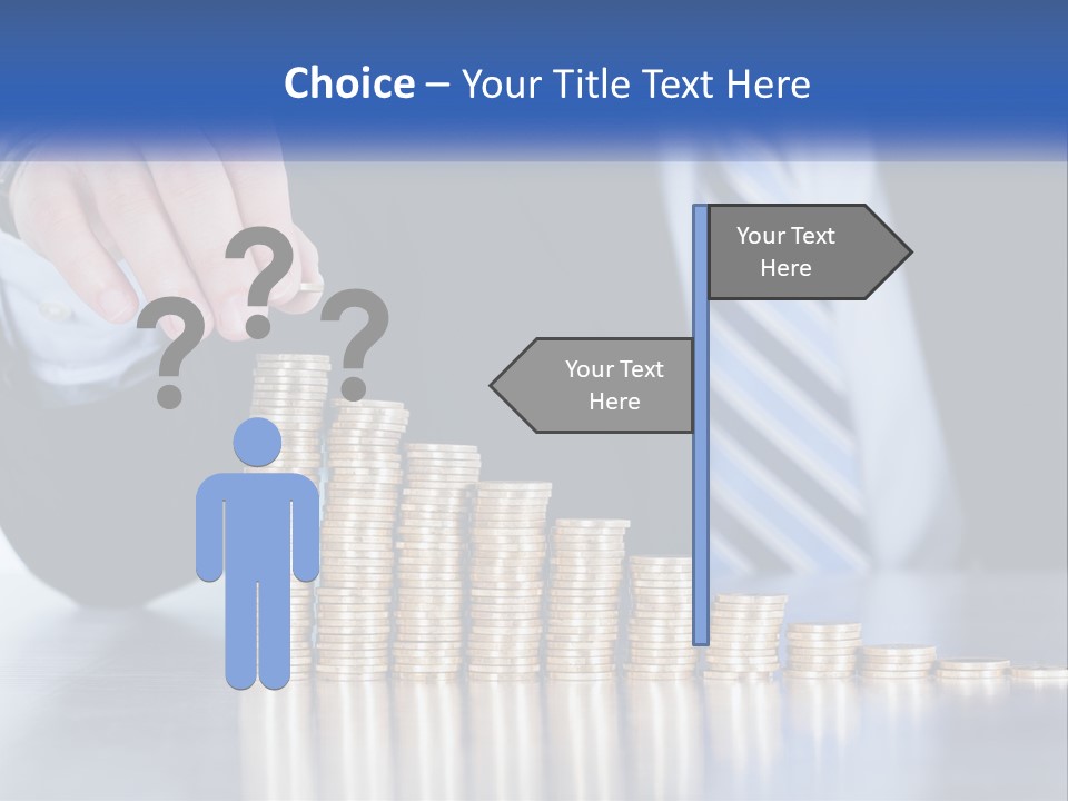 A Business Man Stacking Coins On Top Of A Table PowerPoint Template