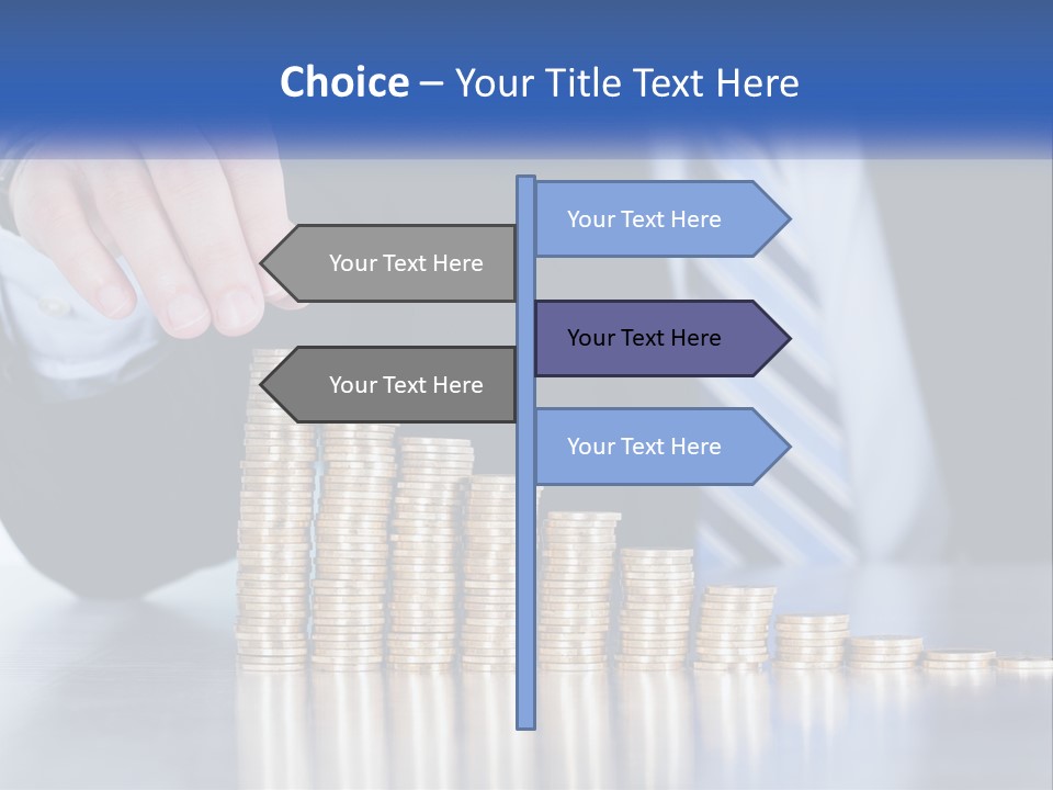 A Business Man Stacking Coins On Top Of A Table PowerPoint Template