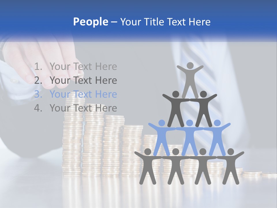 A Business Man Stacking Coins On Top Of A Table PowerPoint Template