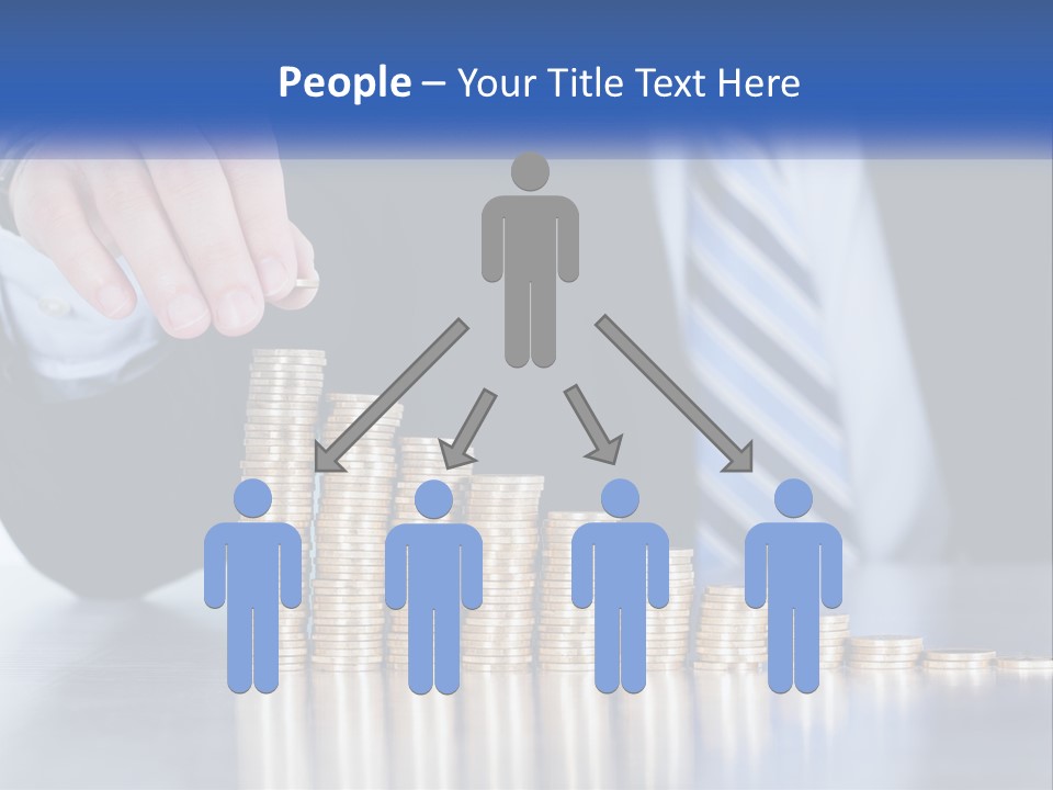 A Business Man Stacking Coins On Top Of A Table PowerPoint Template