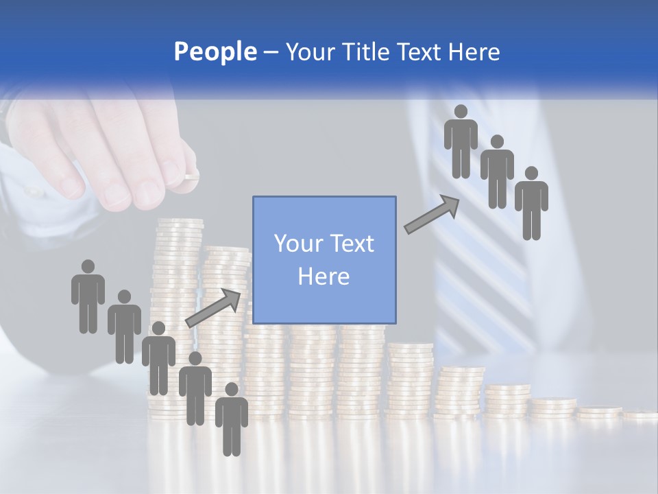A Business Man Stacking Coins On Top Of A Table PowerPoint Template