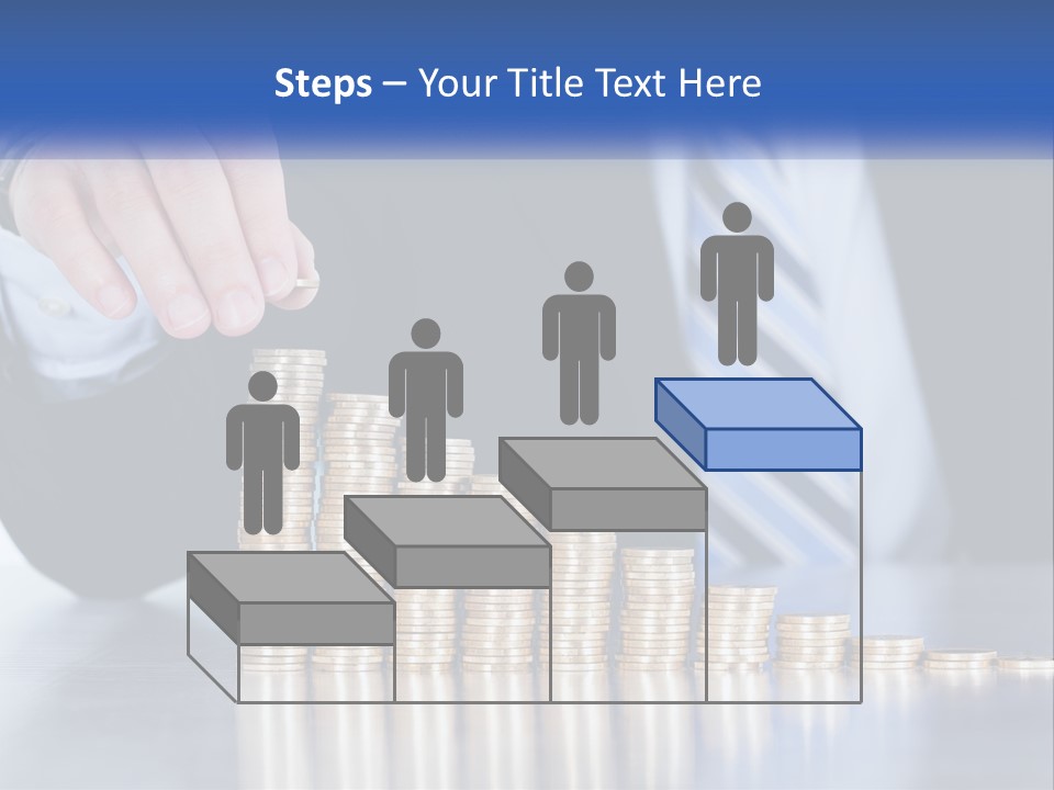 A Business Man Stacking Coins On Top Of A Table PowerPoint Template