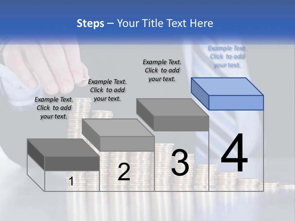 A Business Man Stacking Coins On Top Of A Table PowerPoint Template