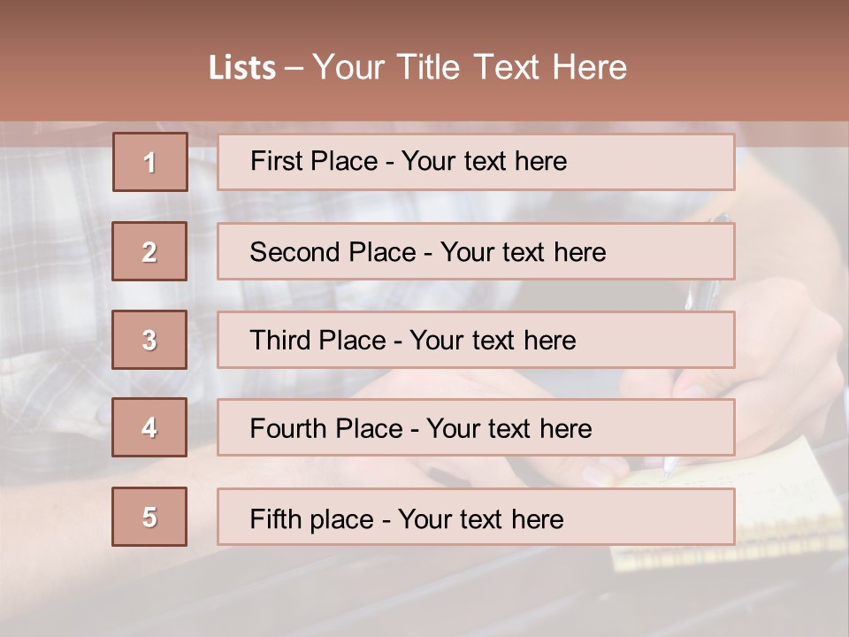 A Man Writing On A Piece Of Paper With A Pen PowerPoint Template