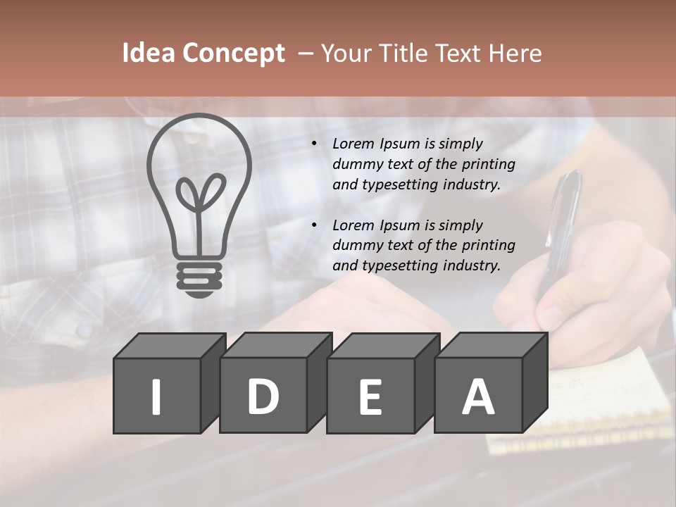 A Man Writing On A Piece Of Paper With A Pen PowerPoint Template