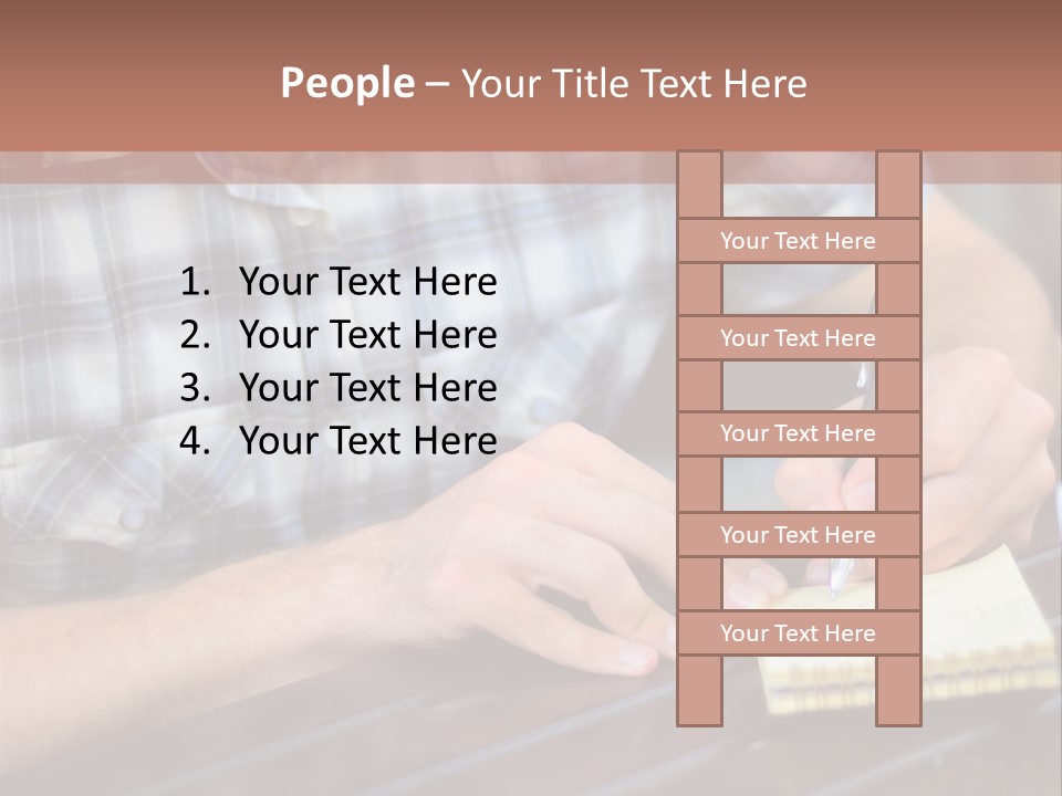 A Man Writing On A Piece Of Paper With A Pen PowerPoint Template