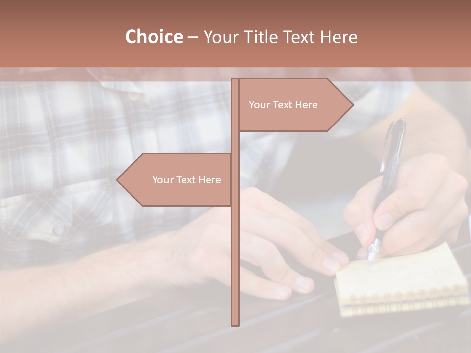 A Man Writing On A Piece Of Paper With A Pen PowerPoint Template