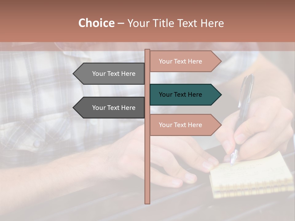 A Man Writing On A Piece Of Paper With A Pen PowerPoint Template