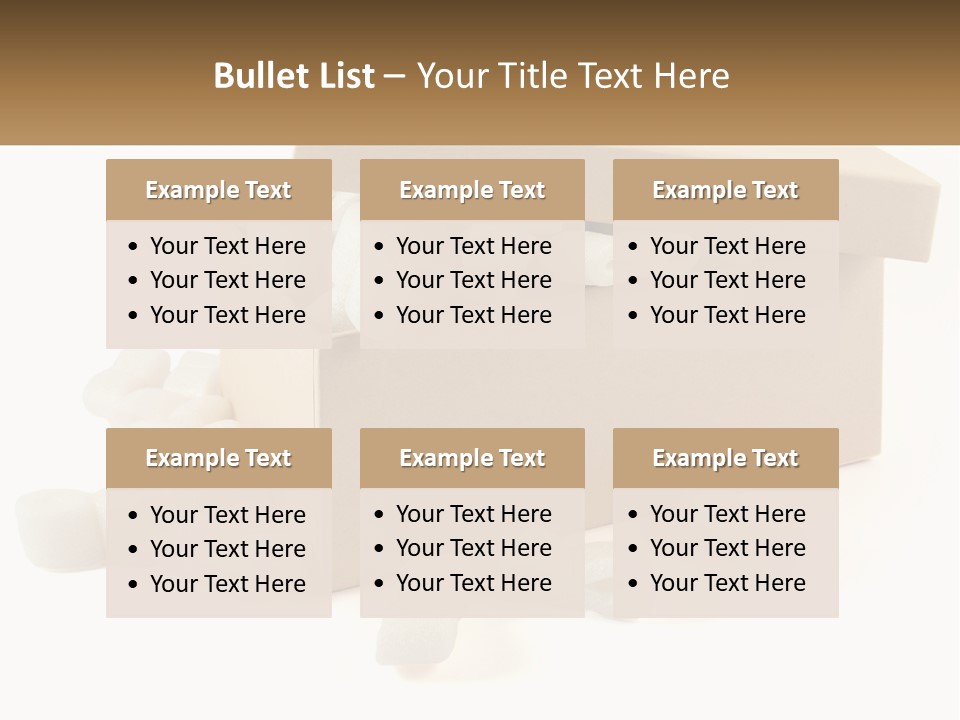 A Box Filled With White Marshmallows On Top Of A Table PowerPoint Template