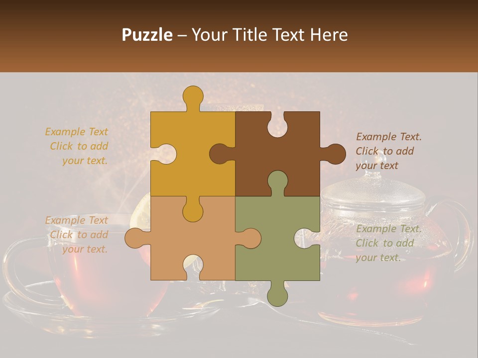 A Cup Of Tea Next To A Teapot With A Lemon On It PowerPoint Template