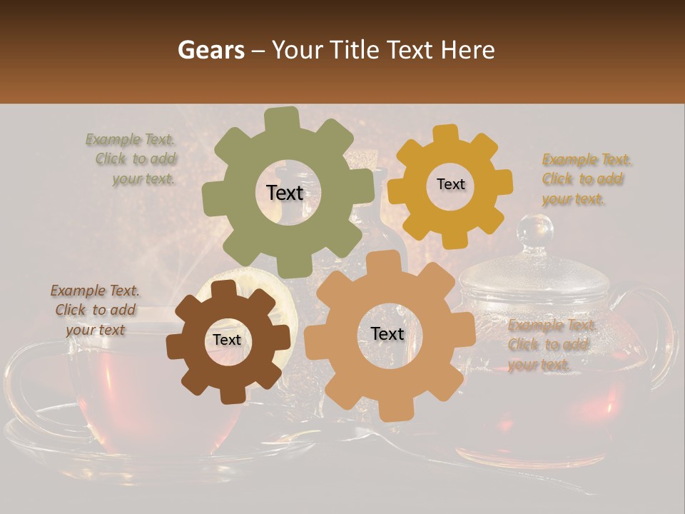 A Cup Of Tea Next To A Teapot With A Lemon On It PowerPoint Template