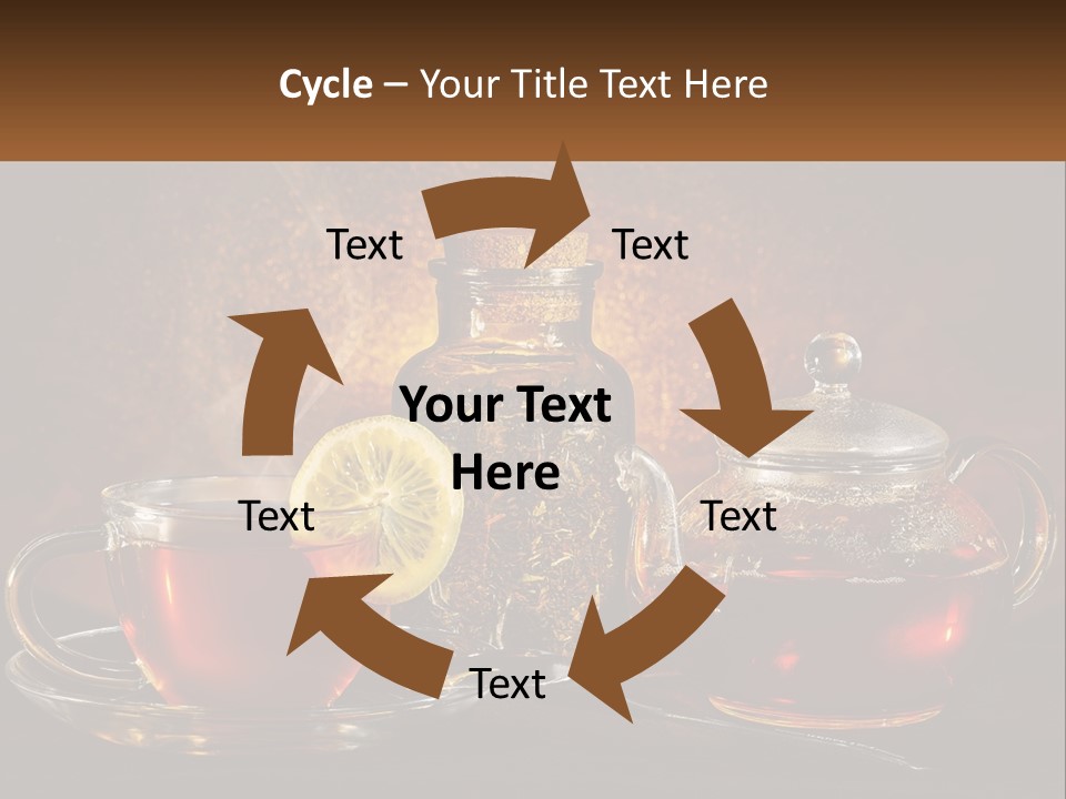 A Cup Of Tea Next To A Teapot With A Lemon On It PowerPoint Template