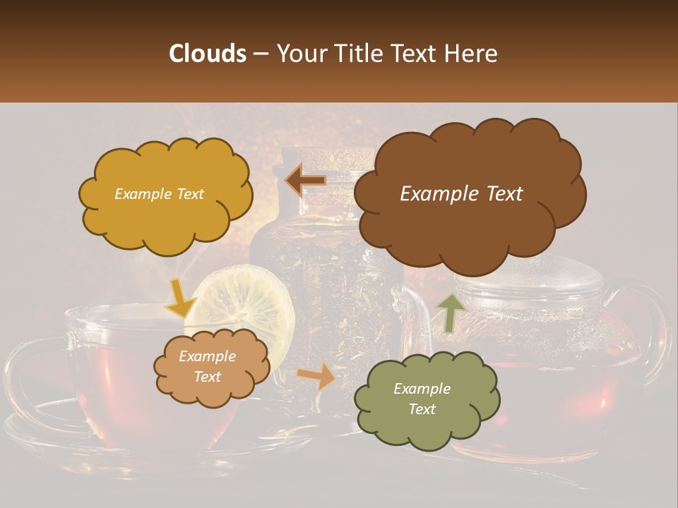 A Cup Of Tea Next To A Teapot With A Lemon On It PowerPoint Template