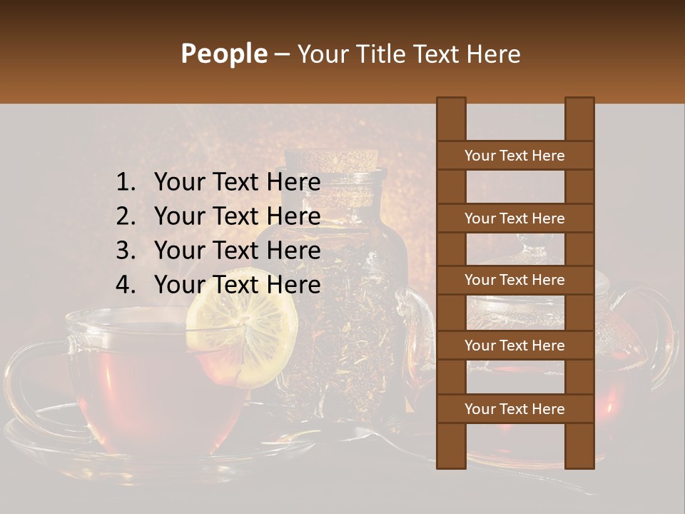 A Cup Of Tea Next To A Teapot With A Lemon On It PowerPoint Template