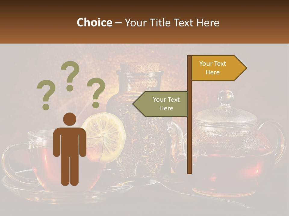 A Cup Of Tea Next To A Teapot With A Lemon On It PowerPoint Template