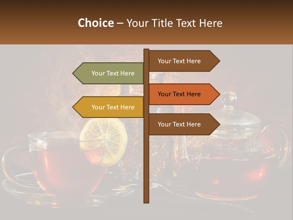 A Cup Of Tea Next To A Teapot With A Lemon On It PowerPoint Template