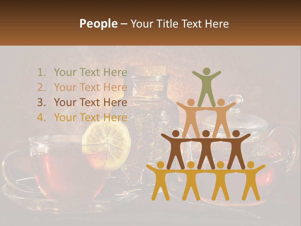 A Cup Of Tea Next To A Teapot With A Lemon On It PowerPoint Template