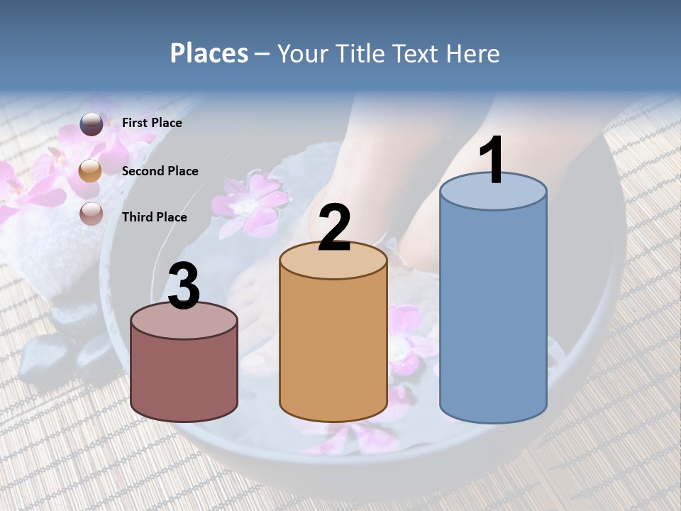 A Woman's Feet In A Bowl Of Water With Pink Flowers PowerPoint Template